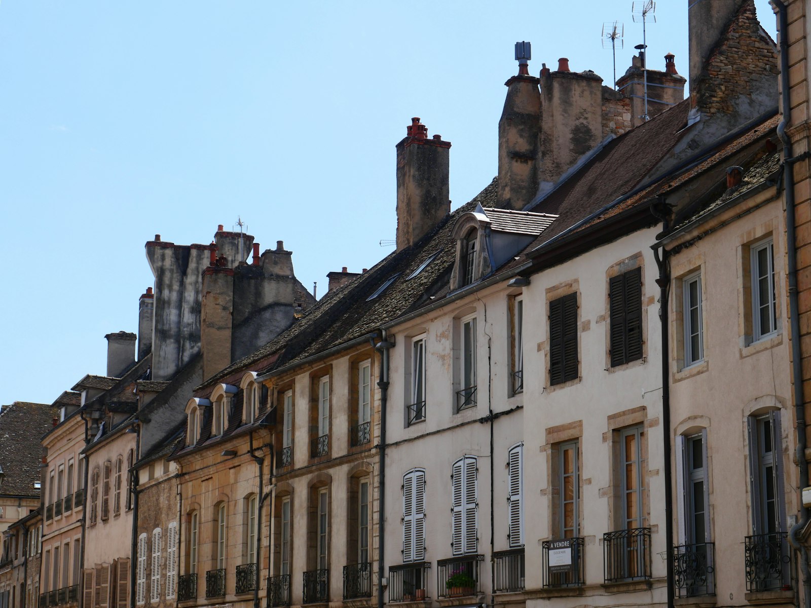Traditional townhouses on a street in Beaune, Burgundy