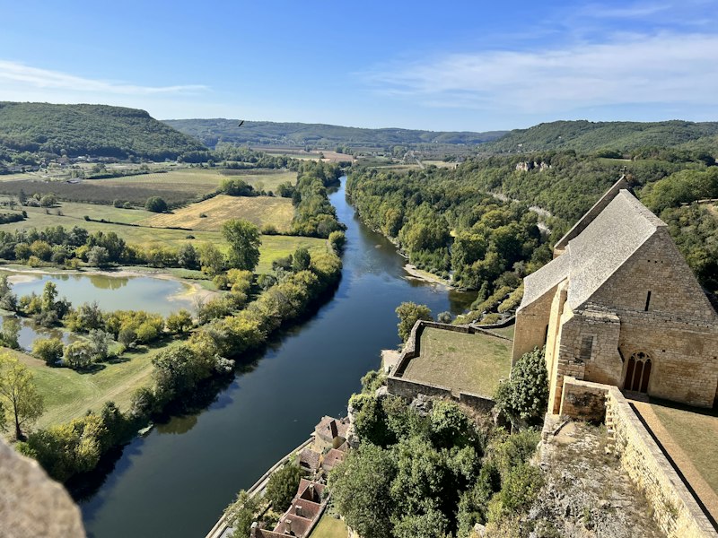 The Dordogne river seen from the heights of a castle