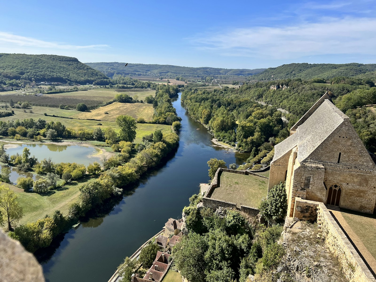 The Dordogne river seen from the heights of a castle